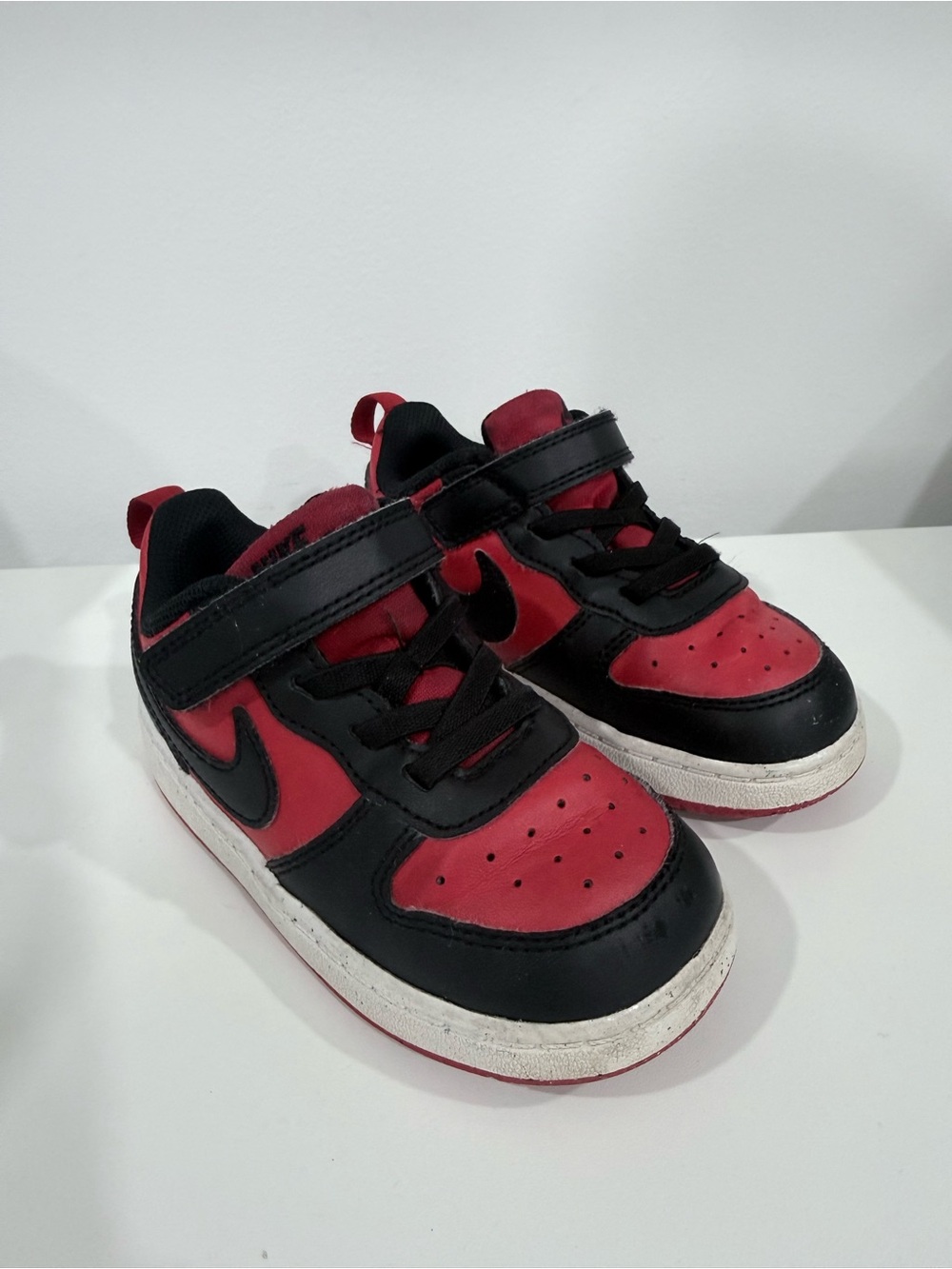 Kids Red and Black Velcro Athletic Sneakers